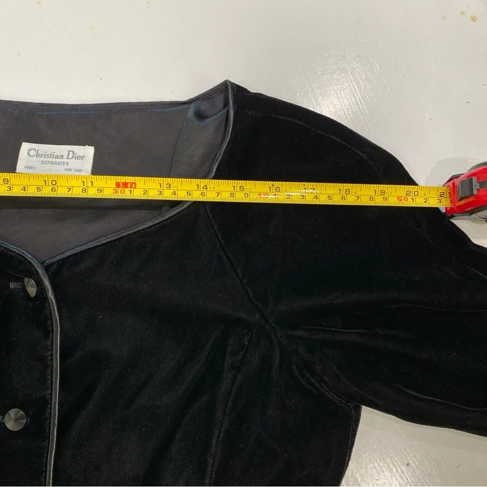 VTG Christian Dior black velvet cropped Jacket with satin trim